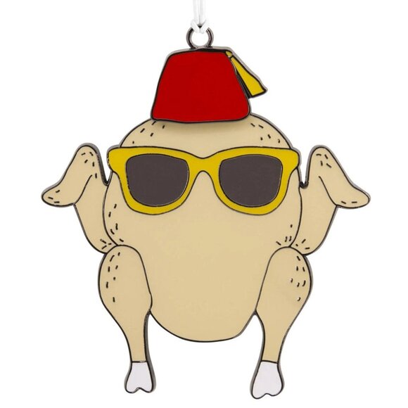 New! Friends Turkey & Fez Metal Hallmark Christmas Ornament Thanksgiving Episode - Picture 2 of 4